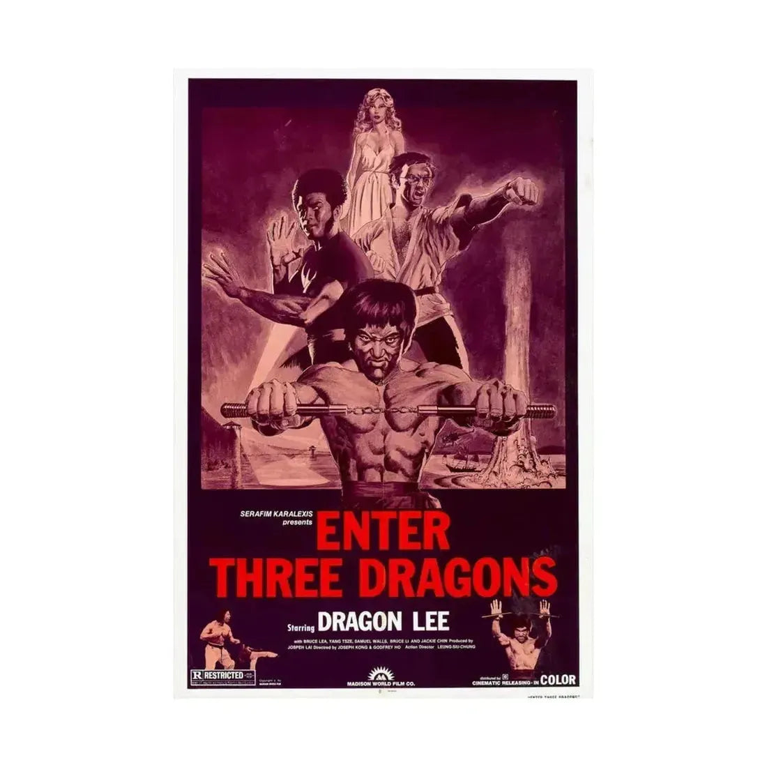 ENTER THREE DRAGONS 1978 - Paper Movie Poster - The Sticker Space