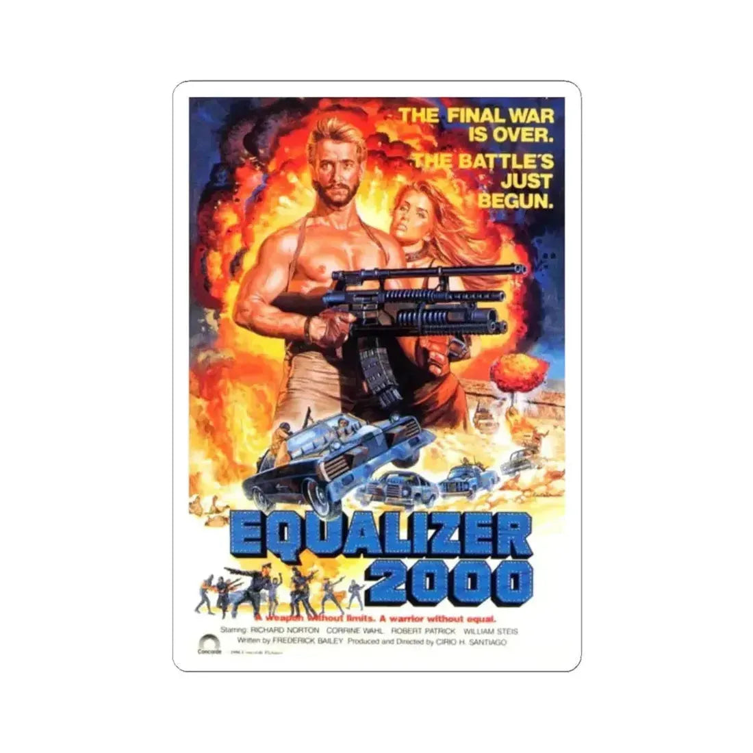 EQUALIZER 2000 1987 Movie Poster - STICKER Vinyl Kiss-Cut Decal 2 Inch White - The Sticker Space