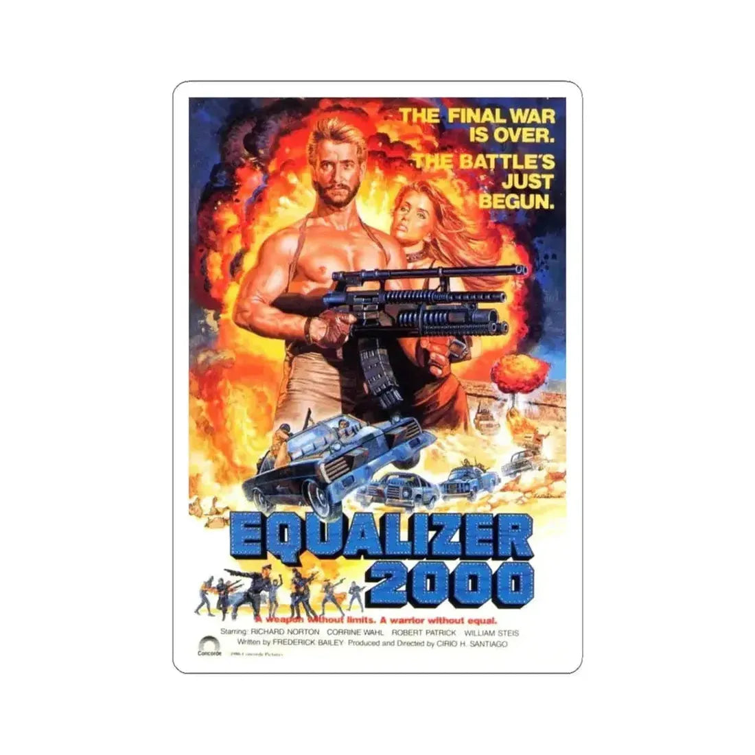 EQUALIZER 2000 1987 Movie Poster - STICKER Vinyl Kiss-Cut Decal 4 Inch White - The Sticker Space