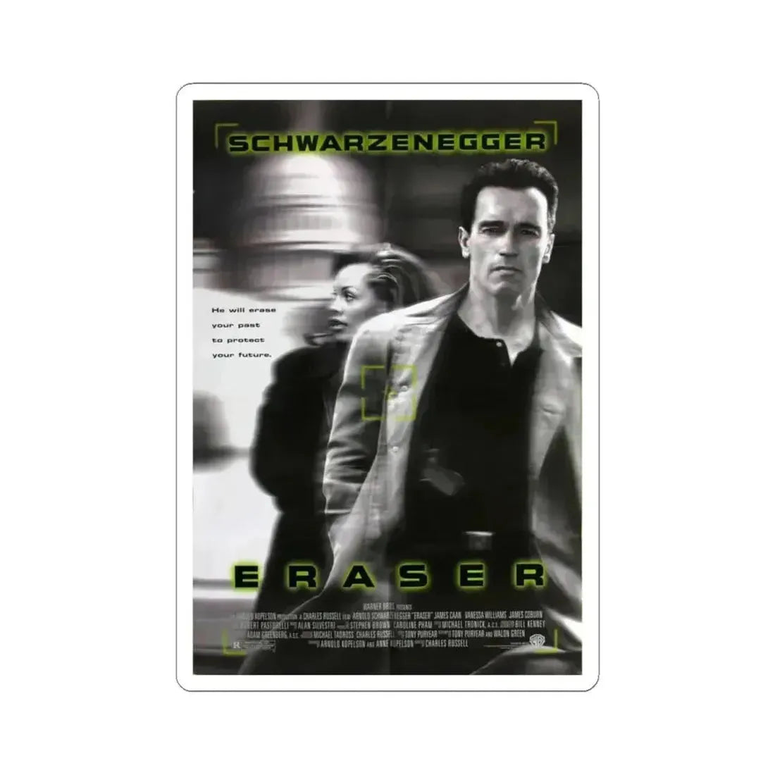 Eraser 1996 Movie Poster - STICKER Vinyl Kiss-Cut Decal 4 Inch White - The Sticker Space