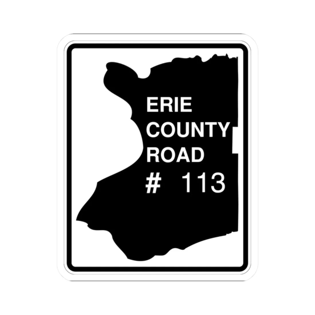 Erie County 113 NY (New York) (Road Sign) STICKER Vinyl Kiss-Cut Decal 2 Inch White - The Sticker Space