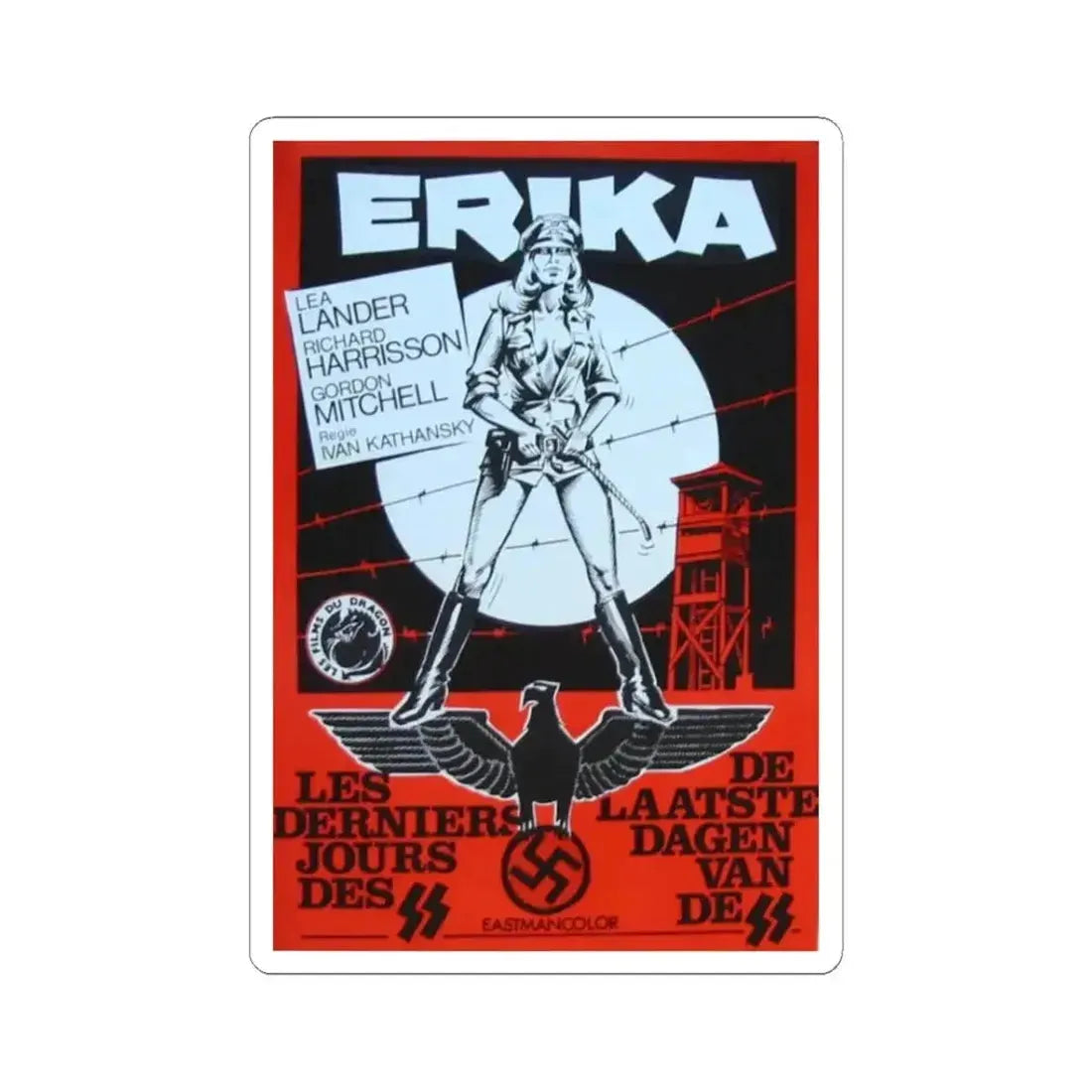 ERIKA (ACHTUNG DESERT TIGERS) 1977 Movie Poster - STICKER Vinyl Kiss-Cut Decal 3 Inch White - The Sticker Space
