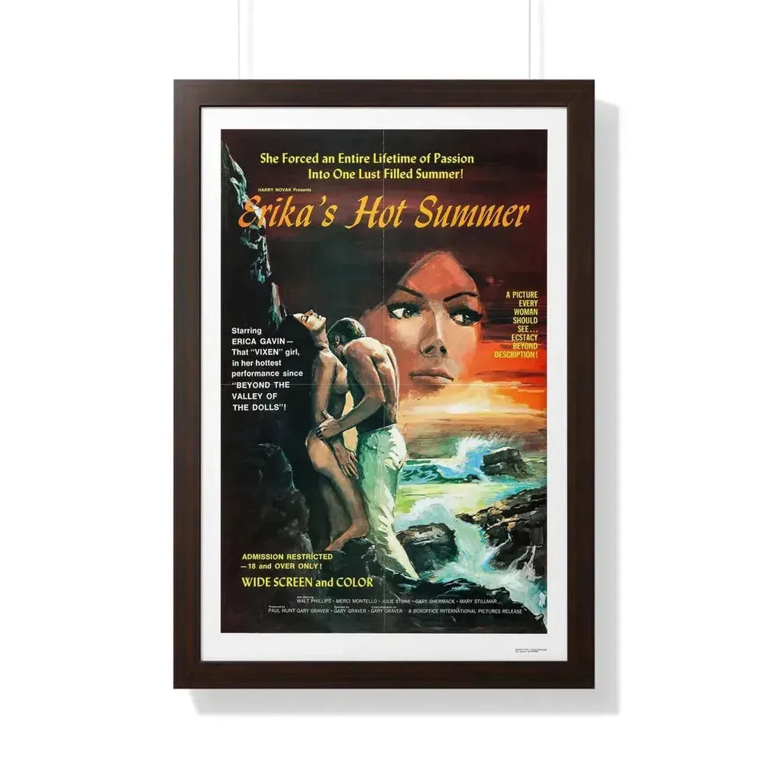 ERIKA'S HOT SUMMER 1971 - Framed Movie Poster 20" x 30" Walnut - The Sticker Space