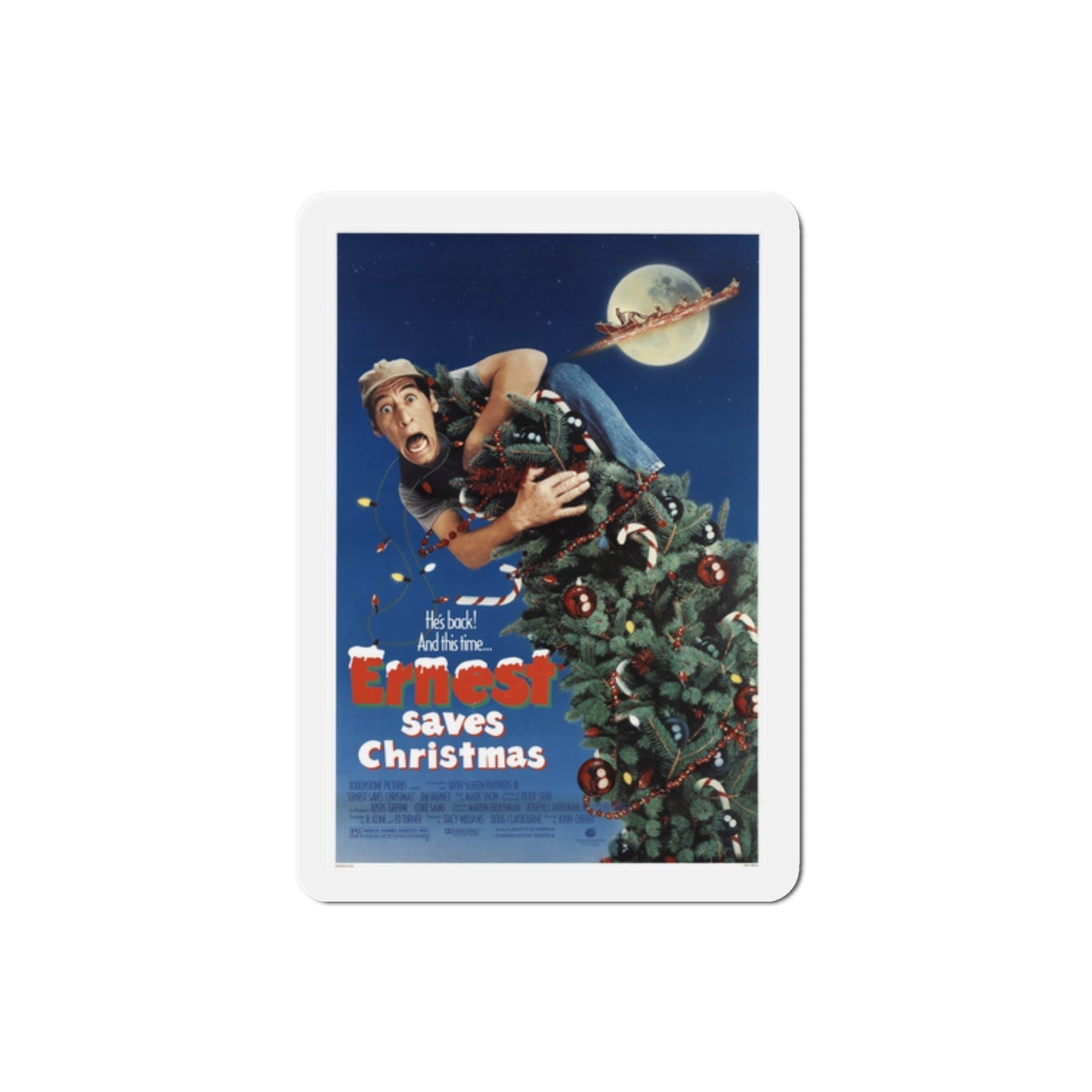 Ernest Saves Christmas 1988 Movie Poster Die-Cut Magnet-2" x 2"-The Sticker Space