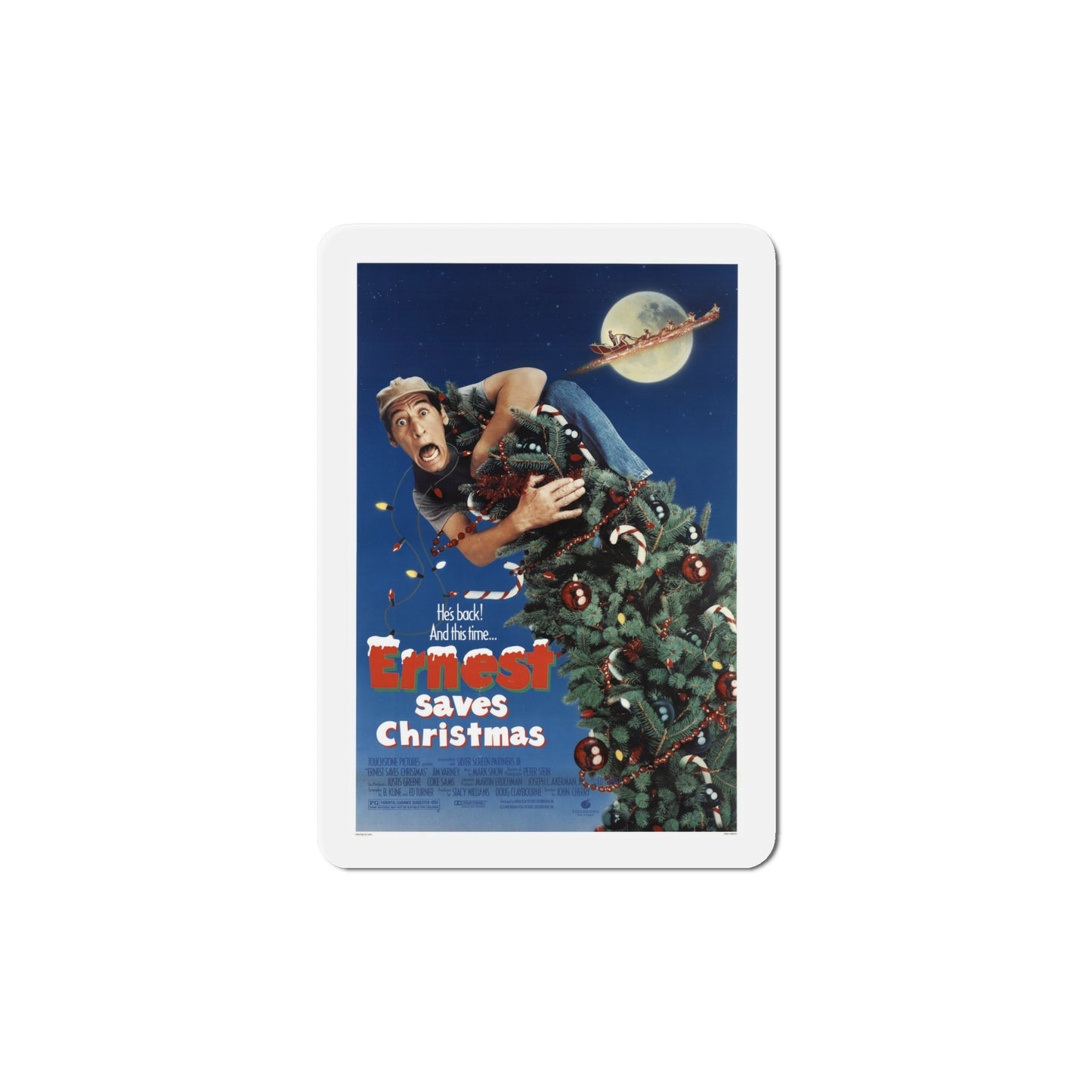 Ernest Saves Christmas 1988 Movie Poster Die-Cut Magnet-6 Inch-The Sticker Space