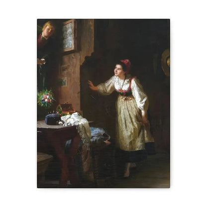 Ernst Meisel (1838-1895) The Courtship - Canvas Wall Art 11″ x 14″ 1.25" - The Sticker Space