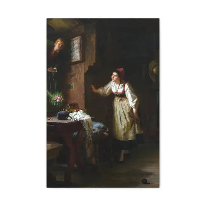 Ernst Meisel (1838-1895) The Courtship - Canvas Wall Art 16″ x 24″ 1.25" - The Sticker Space