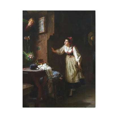 Ernst Meisel (1838-1895) The Courtship - Canvas Wall Art 18″ x 24″ 1.25" - The Sticker Space