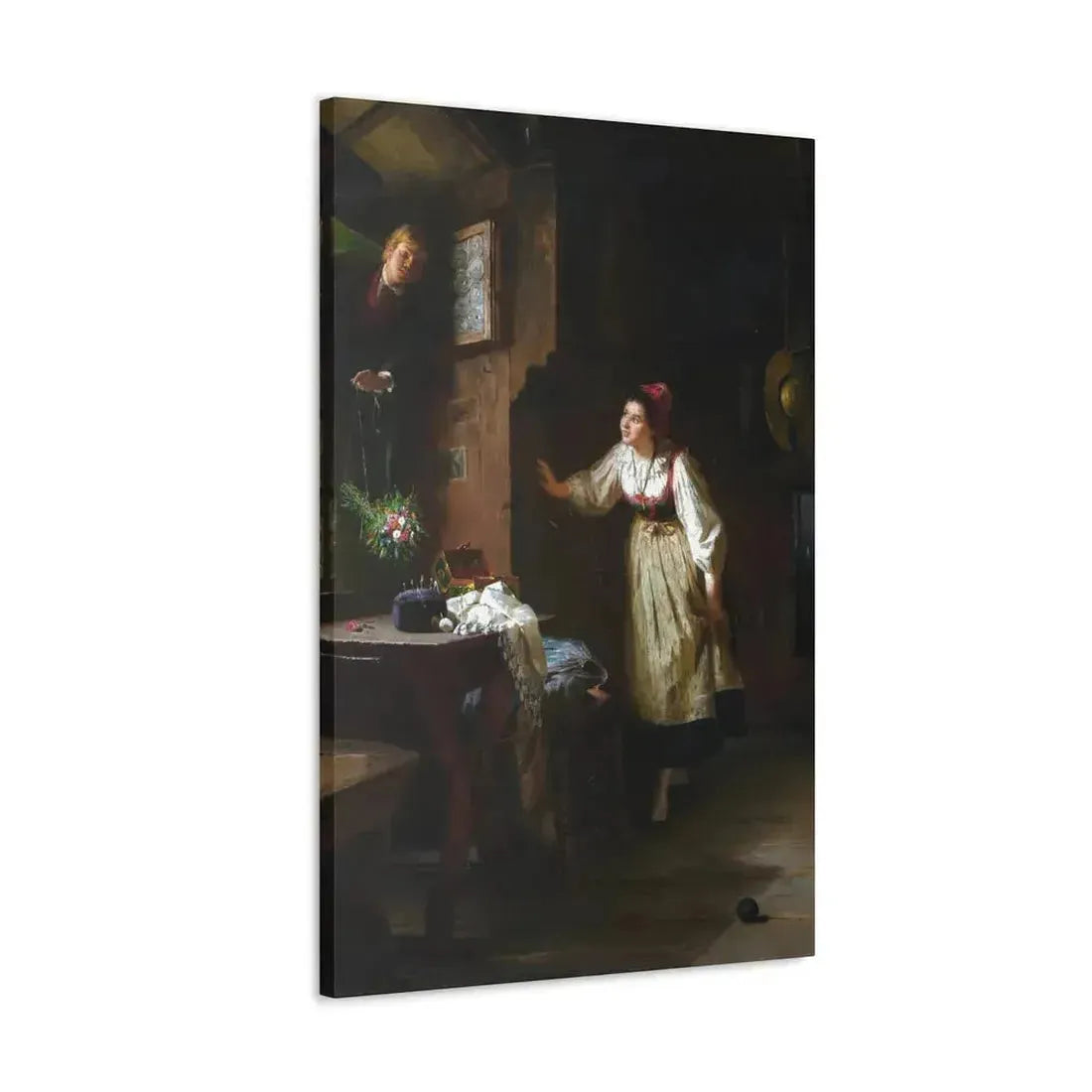 Ernst Meisel (1838-1895) The Courtship - Canvas Wall Art - The Sticker Space