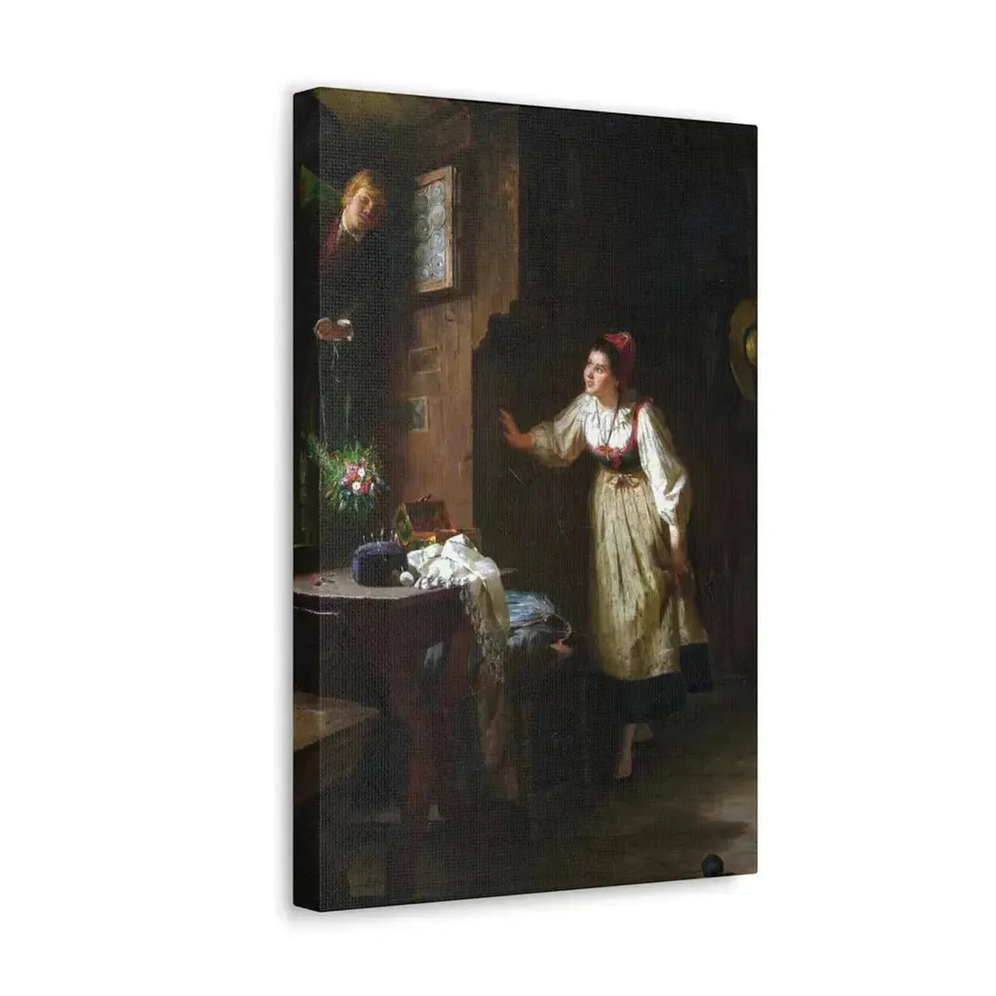 Ernst Meisel (1838-1895) The Courtship - Canvas Wall Art - The Sticker Space
