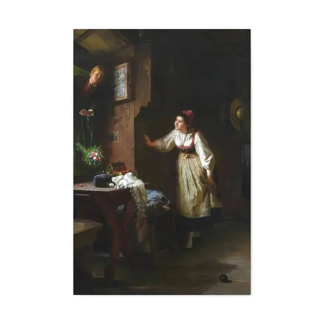 Ernst Meisel (1838-1895) The Courtship - Canvas Wall Art - The Sticker Space