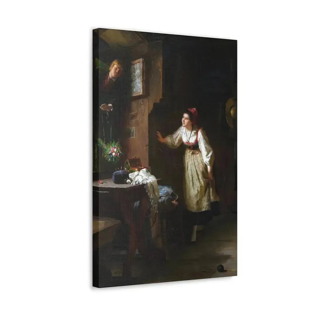Ernst Meisel (1838-1895) The Courtship - Canvas Wall Art - The Sticker Space