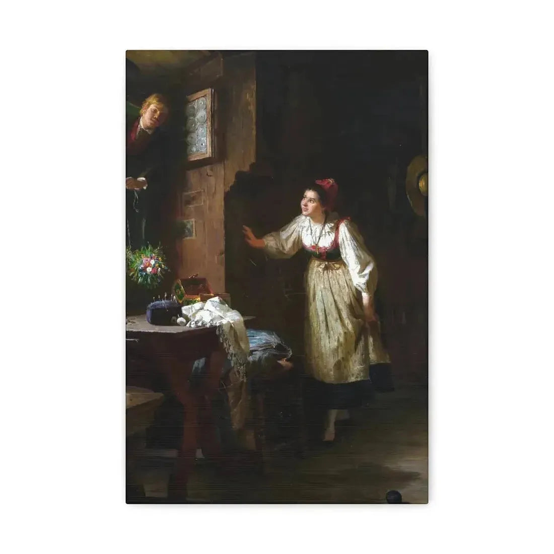 Ernst Meisel (1838-1895) The Courtship - Canvas Wall Art - The Sticker Space