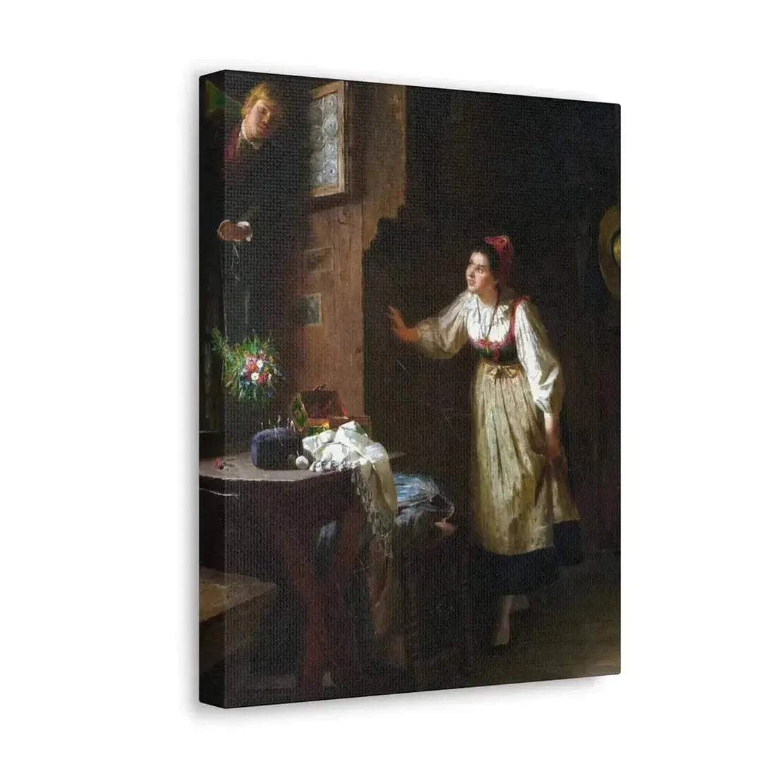 Ernst Meisel (1838-1895) The Courtship - Canvas Wall Art - The Sticker Space
