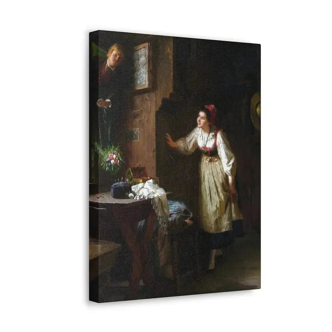 Ernst Meisel (1838-1895) The Courtship - Canvas Wall Art - The Sticker Space