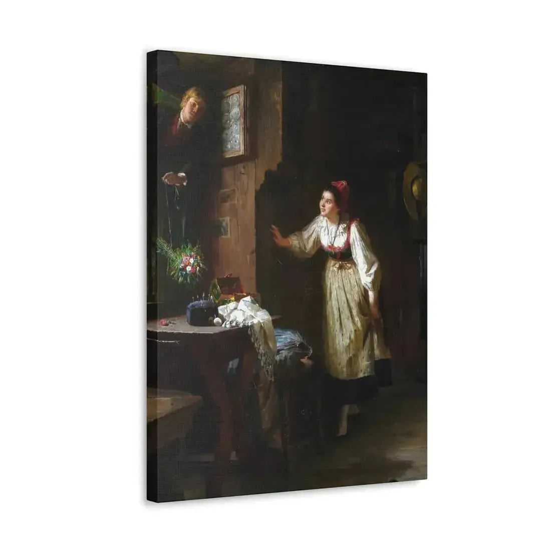 Ernst Meisel (1838-1895) The Courtship - Canvas Wall Art - The Sticker Space