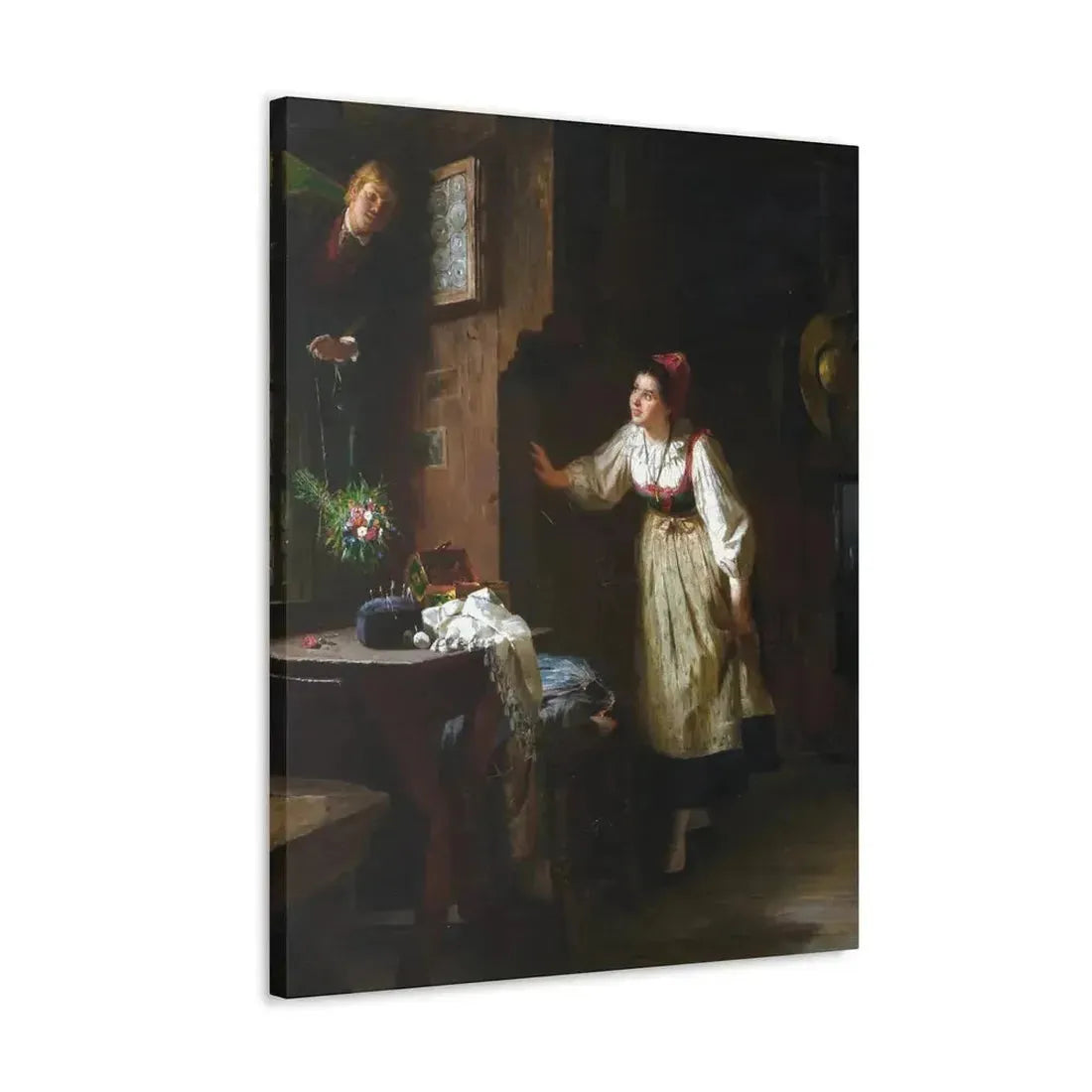 Ernst Meisel (1838-1895) The Courtship - Canvas Wall Art - The Sticker Space