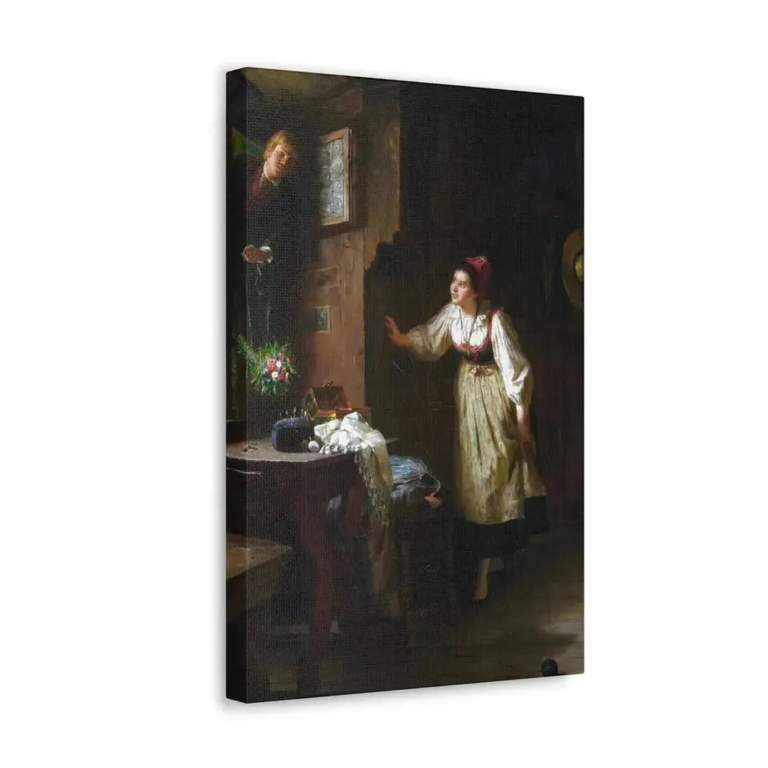 Ernst Meisel (1838-1895) The Courtship - Canvas Wall Art - The Sticker Space