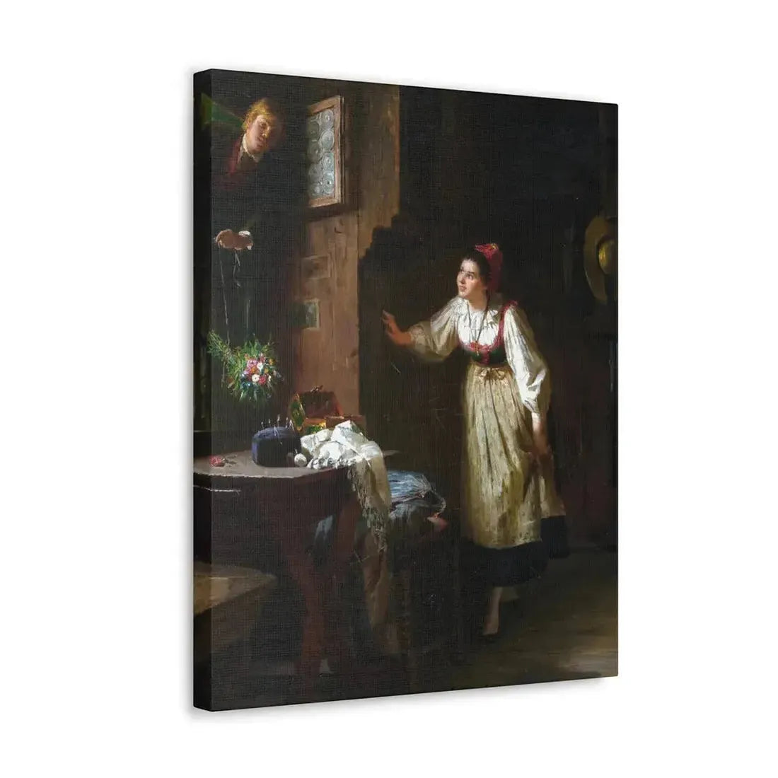Ernst Meisel (1838-1895) The Courtship - Canvas Wall Art - The Sticker Space