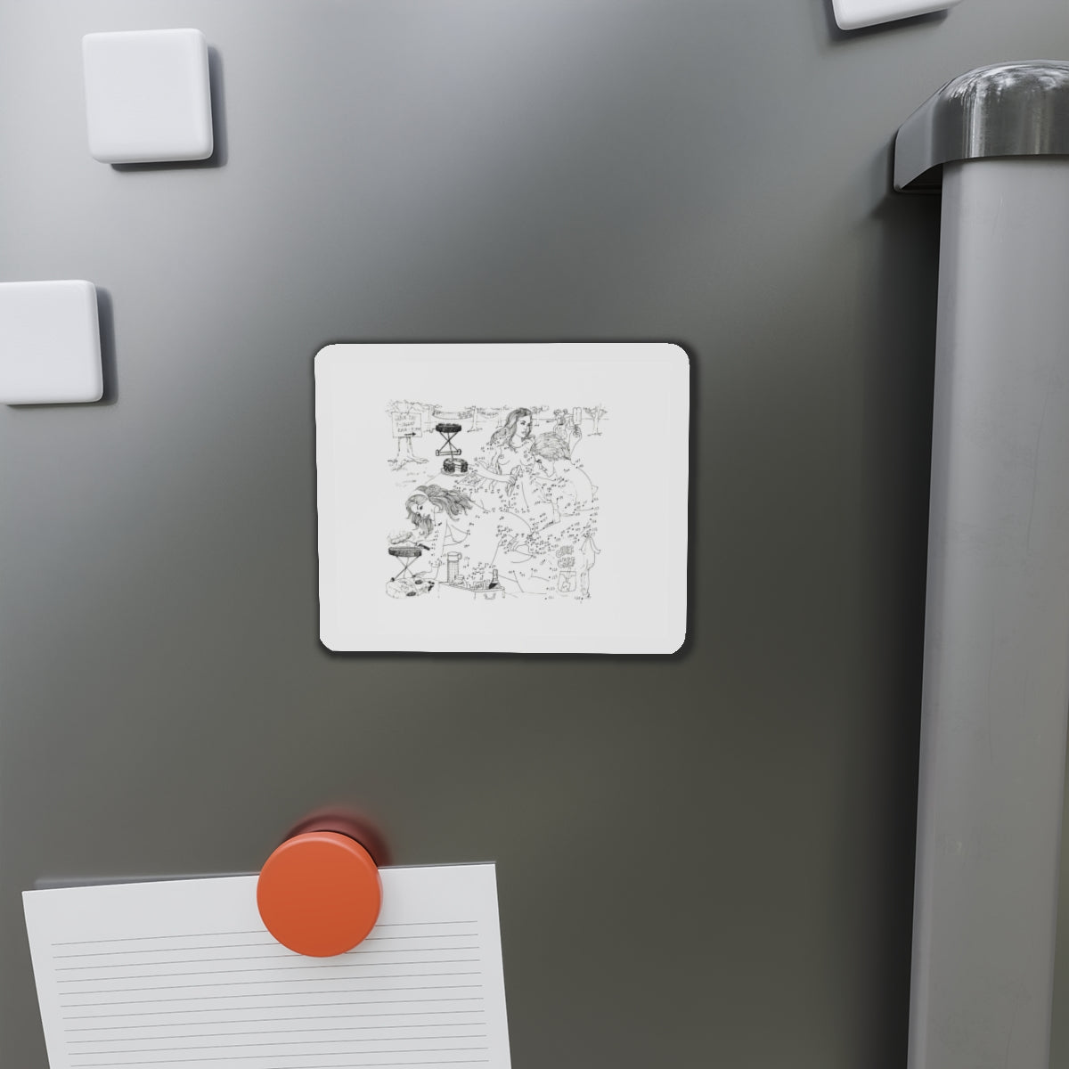 Erotic Connect-the-Dots Illustration (Magazine Illustration) Refrigerator Magnet-The Sticker Space