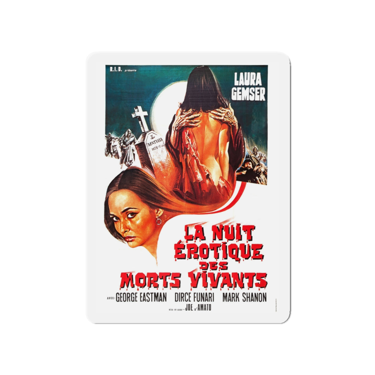 EROTIC NIGHTS OF THE LIVING DEAD (FRENCH) 1980 Movie Poster - Die-Cut Magnet-4" x 4"-The Sticker Space