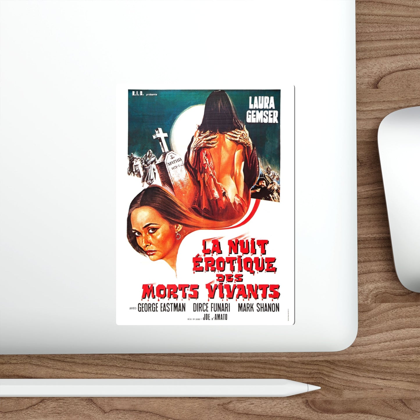 EROTIC NIGHTS OF THE LIVING DEAD (FRENCH) 1980 Movie Poster STICKER Vinyl Die-Cut Decal-The Sticker Space