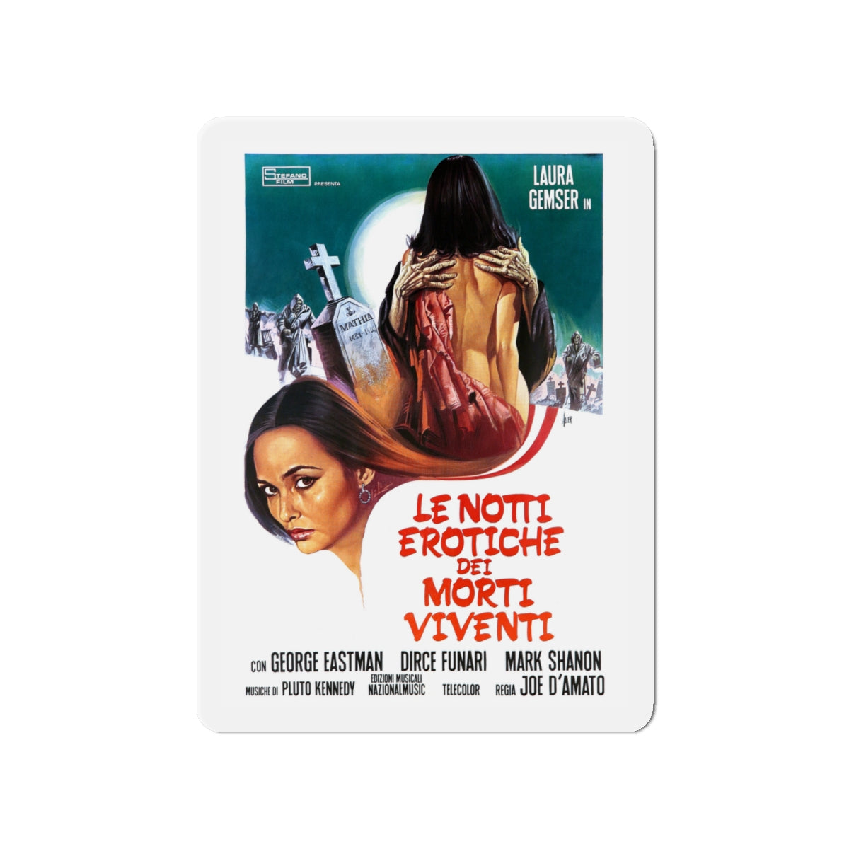 EROTIC NIGHTS OF THE LIVING DEAD (ITALIAN) 1980 Movie Poster - Die-Cut Magnet-4" x 4"-The Sticker Space