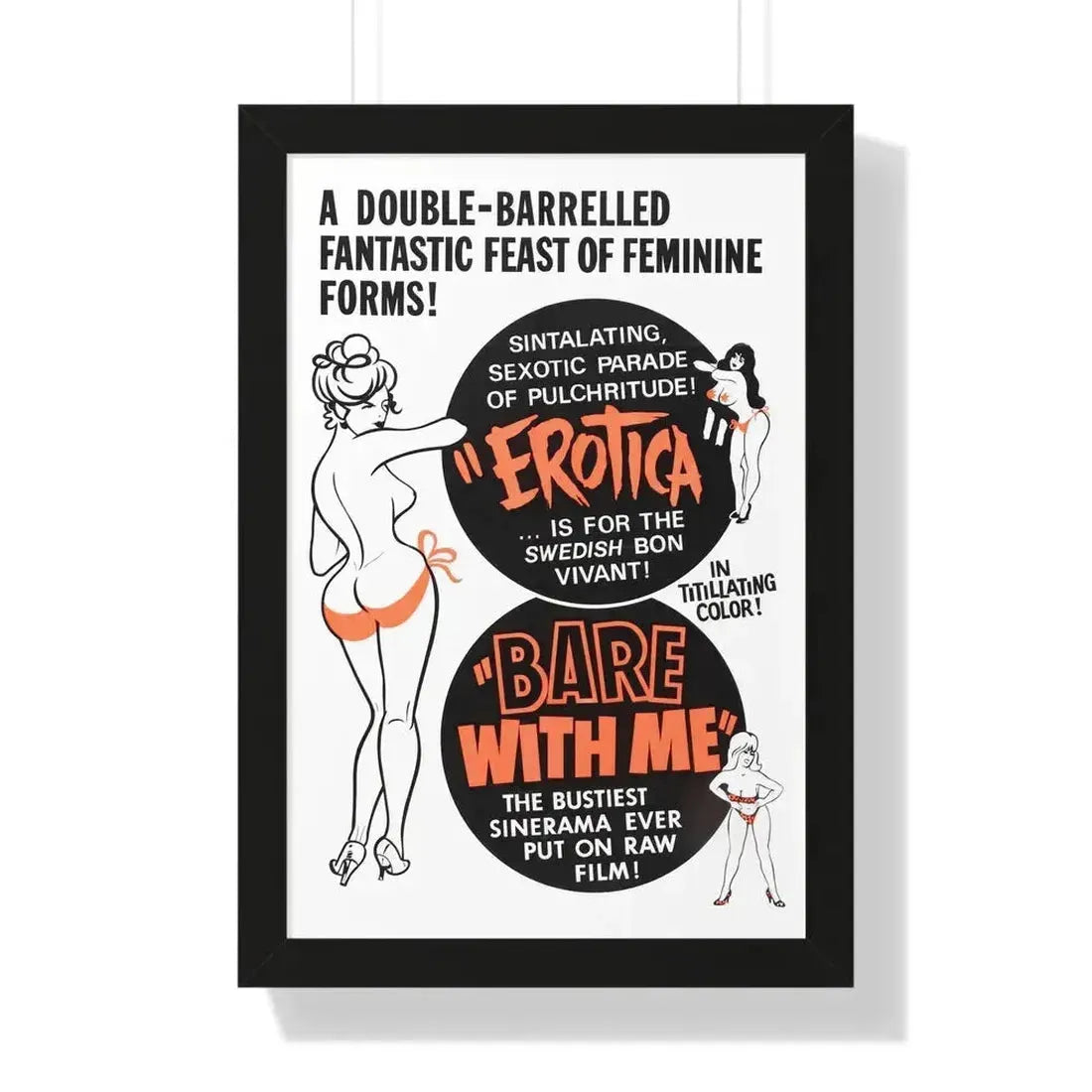EROTICA + BARE WITH ME 1961 - Framed Movie Poster 16″ x 24″ Black - The Sticker Space