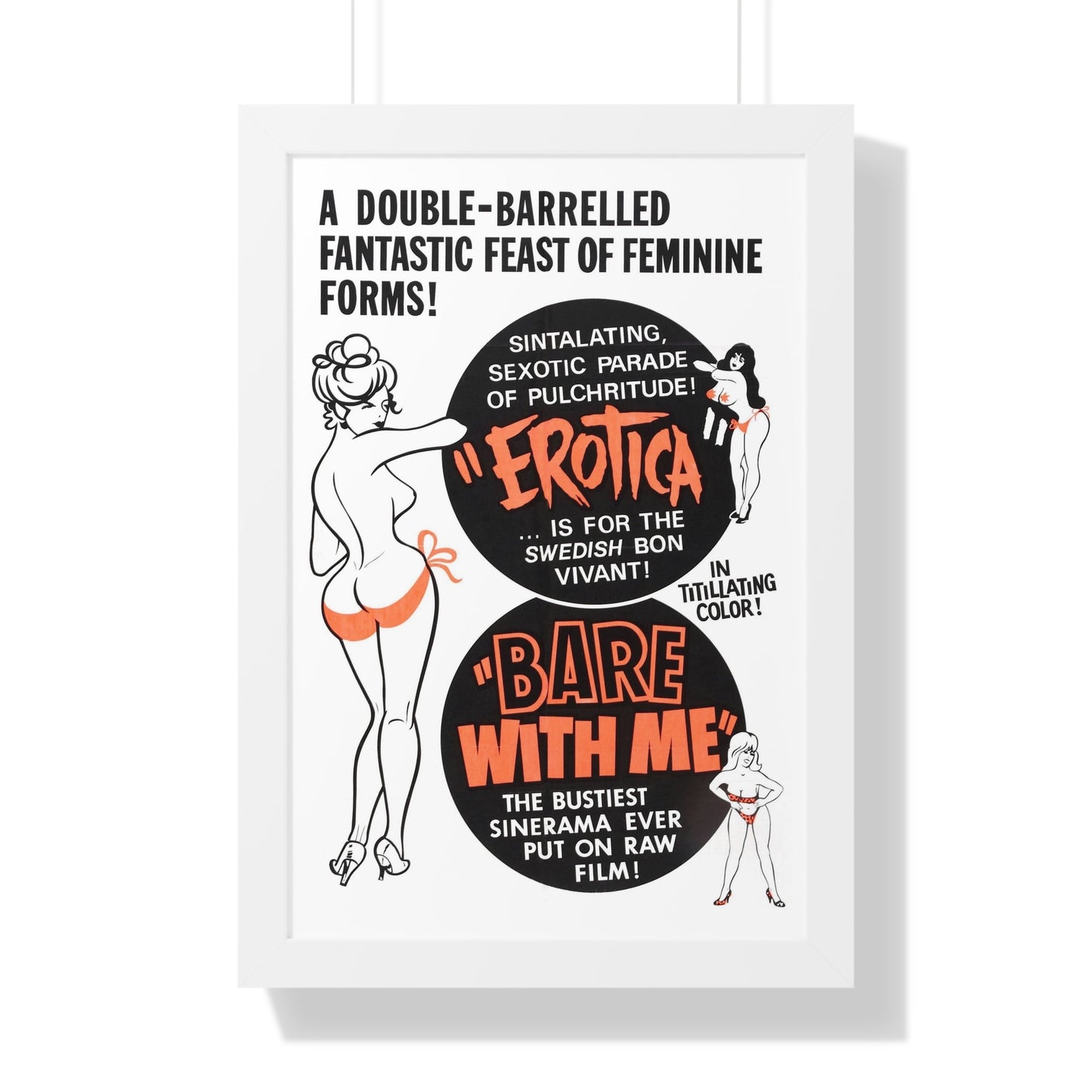 EROTICA + BARE WITH ME 1961 - Framed Movie Poster-16″ x 24″-The Sticker Space