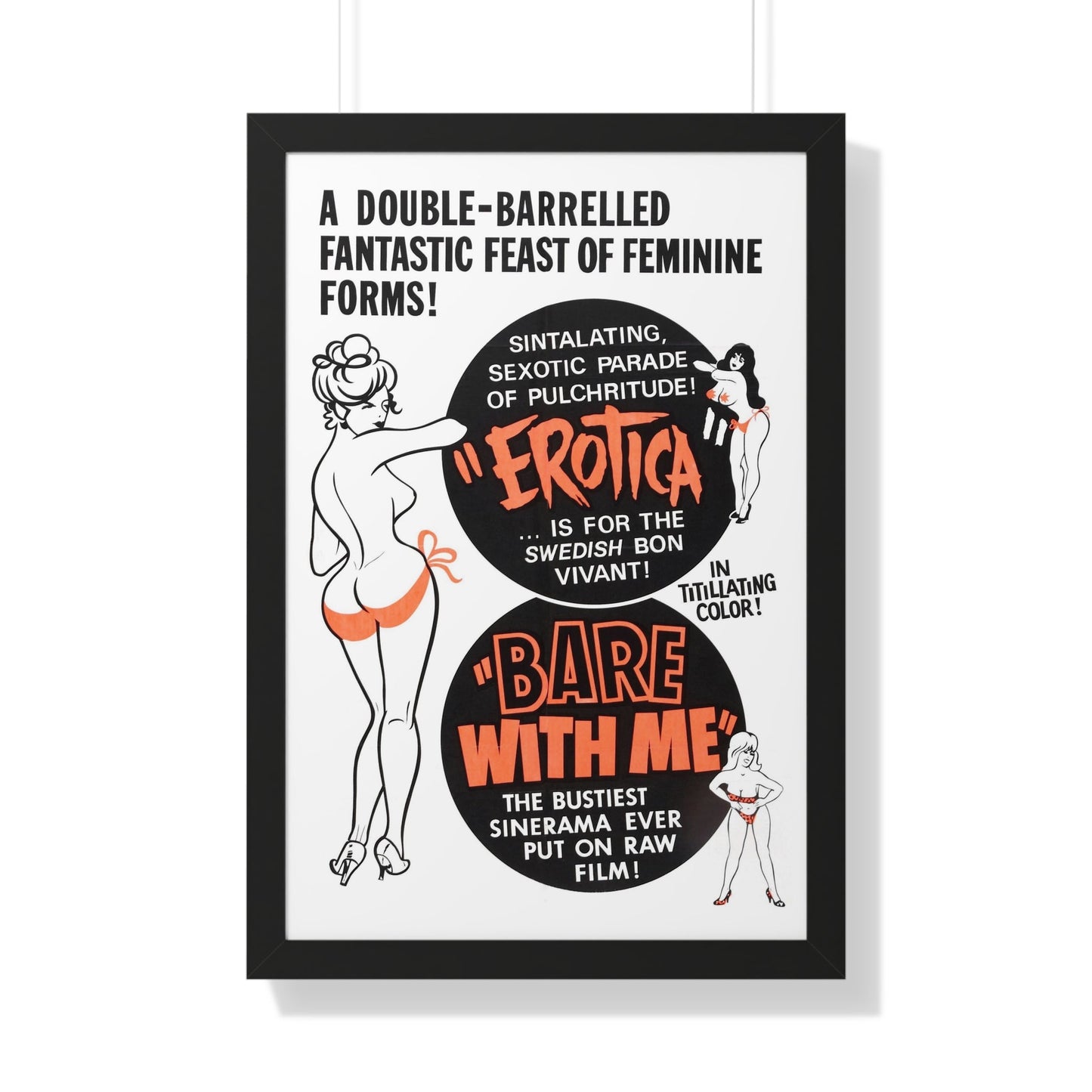 EROTICA + BARE WITH ME 1961 - Framed Movie Poster-20" x 30"-The Sticker Space