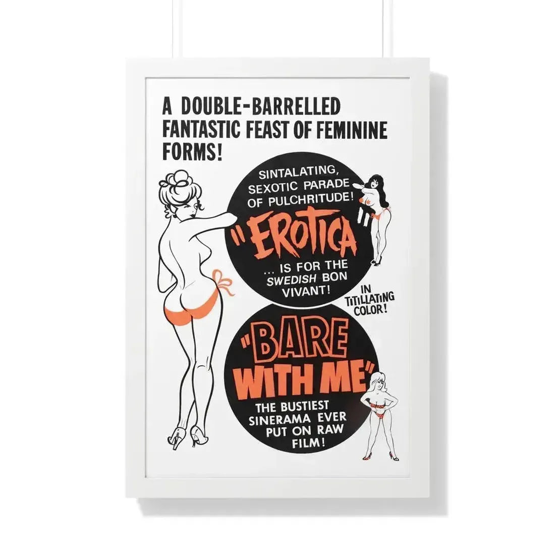 EROTICA + BARE WITH ME 1961 - Framed Movie Poster 20" x 30" White - The Sticker Space