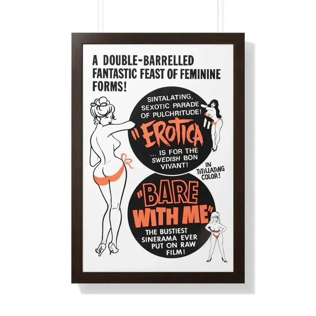 EROTICA + BARE WITH ME 1961 - Framed Movie Poster - The Sticker Space