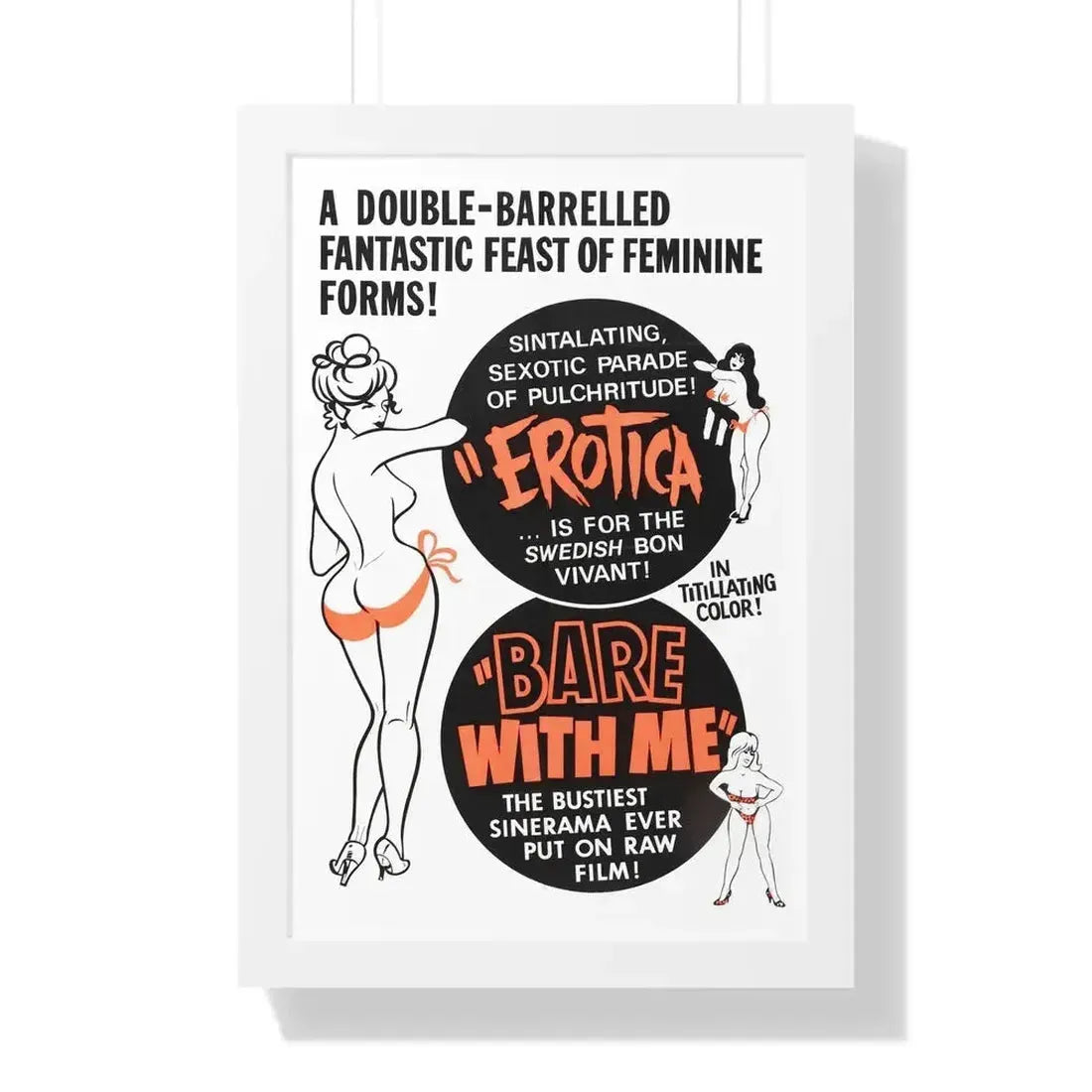 EROTICA + BARE WITH ME 1961 - Framed Movie Poster - The Sticker Space