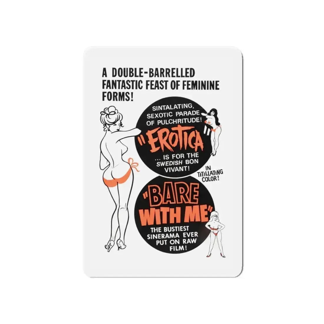 EROTICA + BARE WITH ME 1961 Movie Poster - Refrigerator Magnet - The Sticker Space