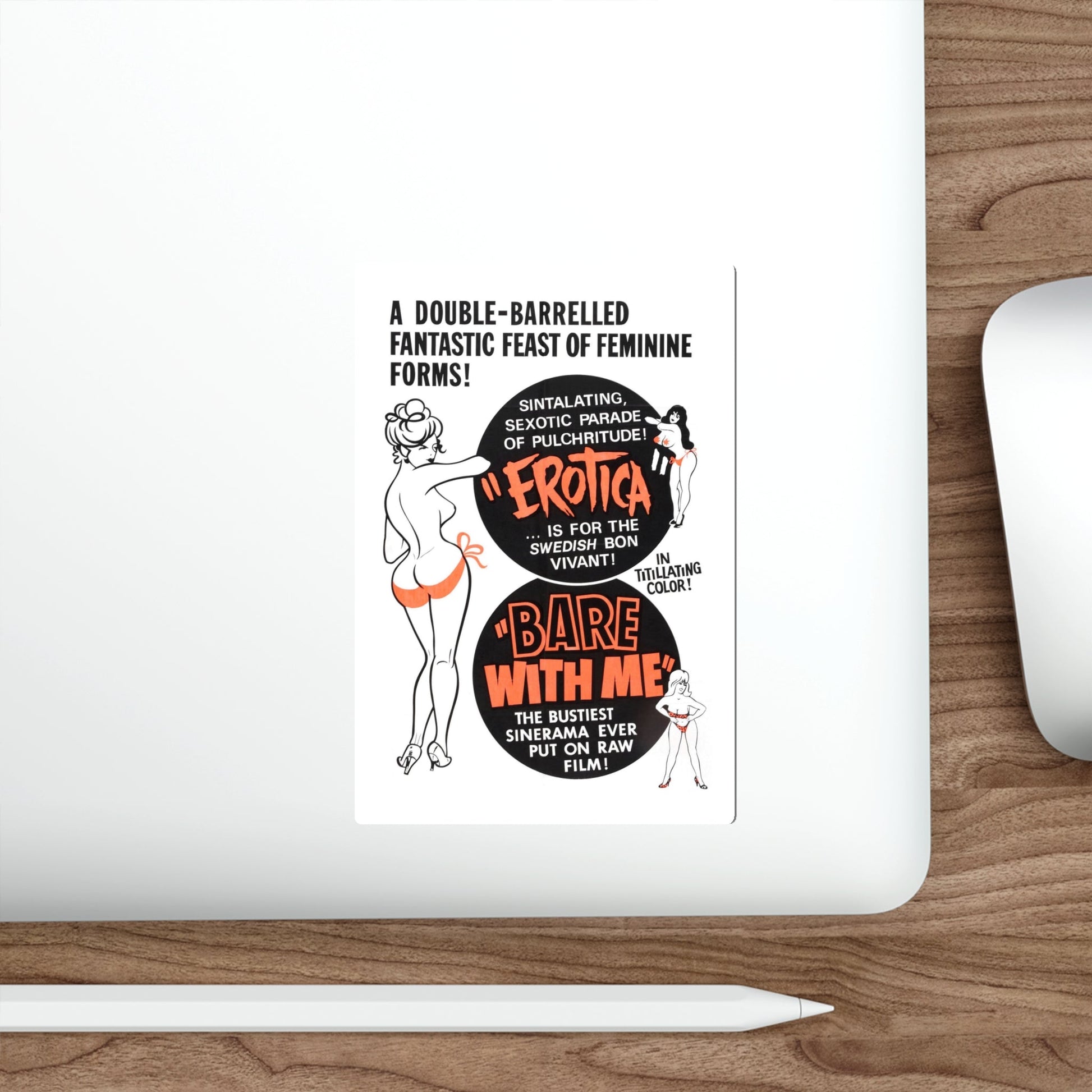 EROTICA + BARE WITH ME 1961 Movie Poster STICKER Vinyl Die-Cut Decal-The Sticker Space