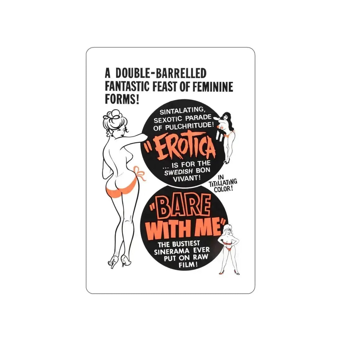 EROTICA + BARE WITH ME 1961 Movie Poster STICKER Vinyl Die-Cut Decal 5 Inch - The Sticker Space