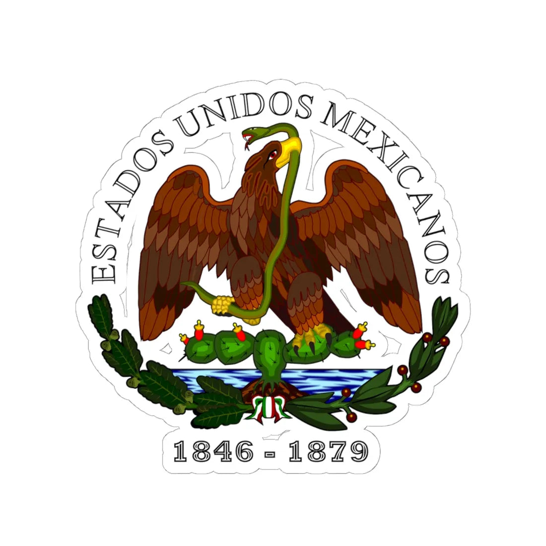 Esc Mex 1846 a 1879 EUM (Mexico) (Coat of Arms) STICKER Vinyl Kiss-Cut Decal 6 Inch White - The Sticker Space