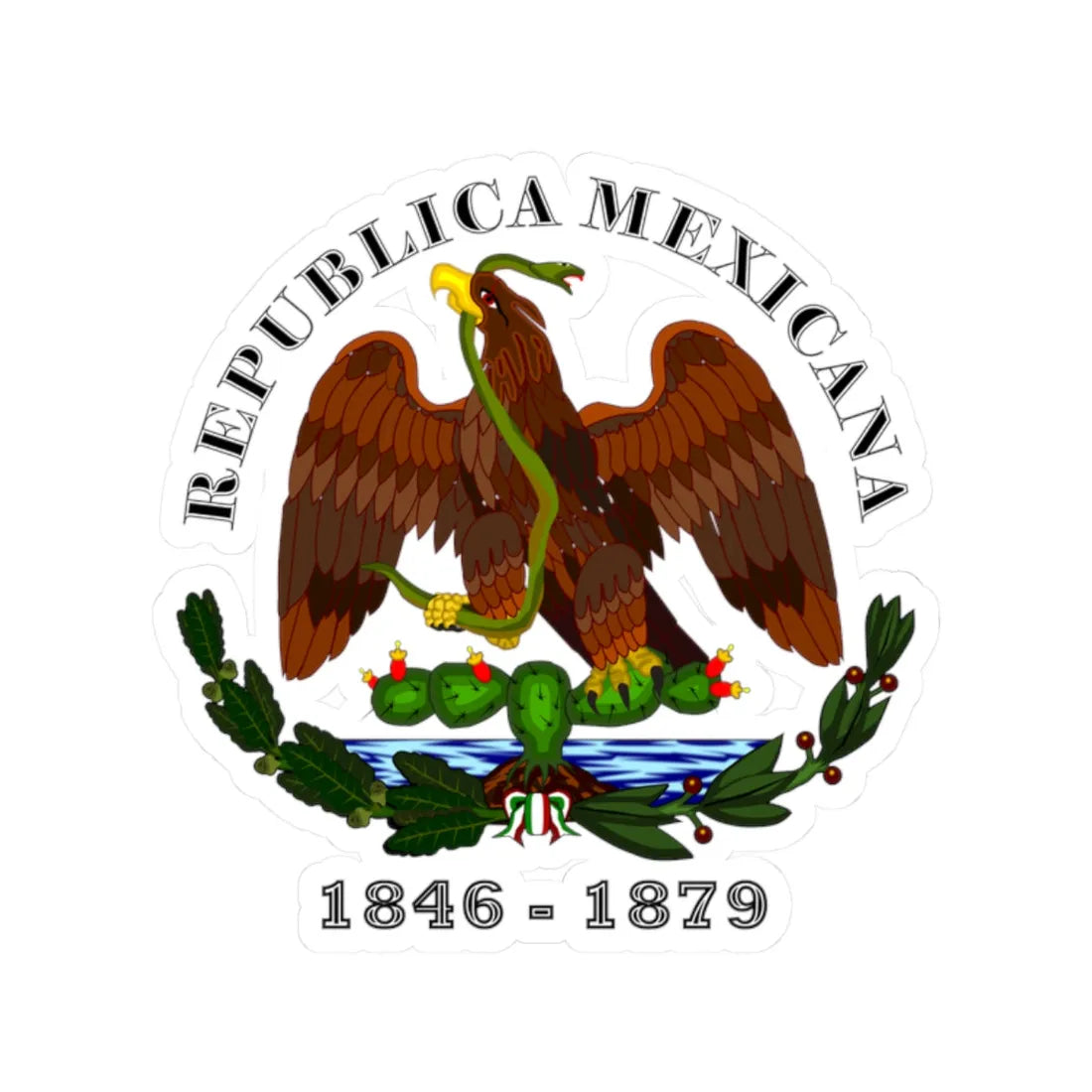 Esc Mex 1846 a 1879 Rep Mexicana Liberal (Mexico) (Coat of Arms) STICKER Vinyl Kiss-Cut Decal 2 Inch White - The Sticker Space