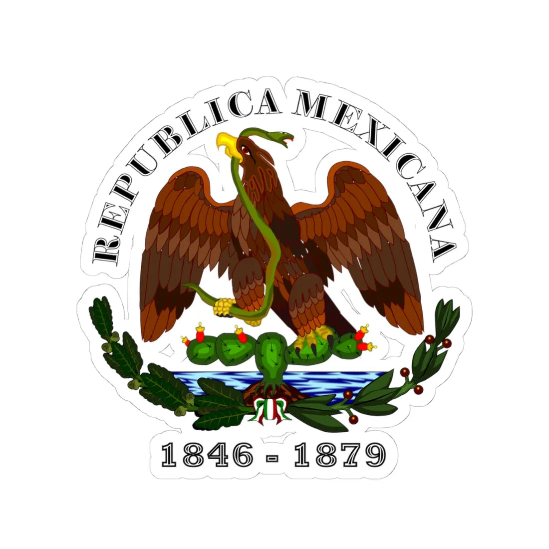 Esc Mex 1846 a 1879 Rep Mexicana Liberal (Mexico) (Coat of Arms) STICKER Vinyl Kiss-Cut Decal 4 Inch White - The Sticker Space