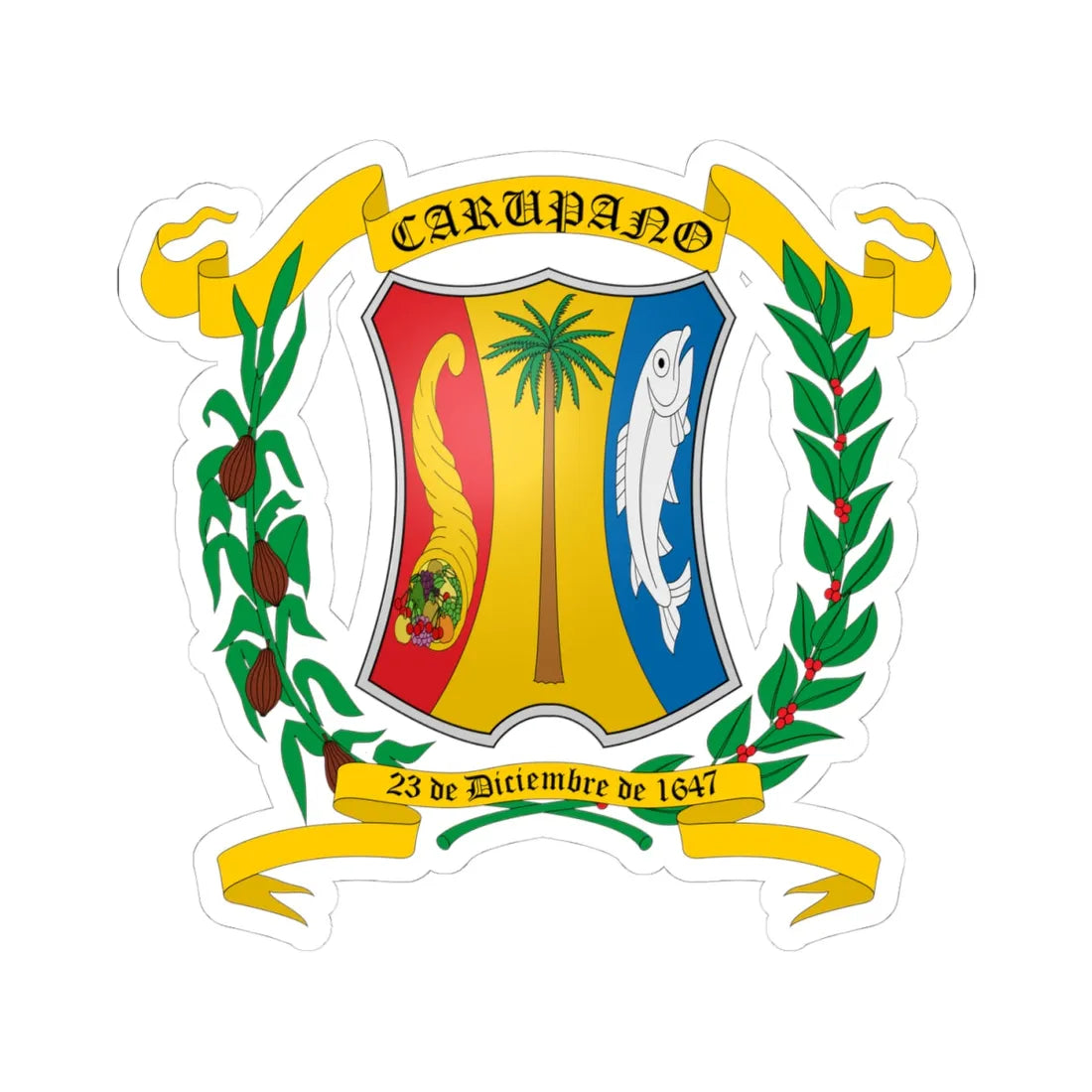 ESC-R-Bermudez (Venezuela) (Coat of Arms) STICKER Vinyl Kiss-Cut Decal 4 Inch White - The Sticker Space