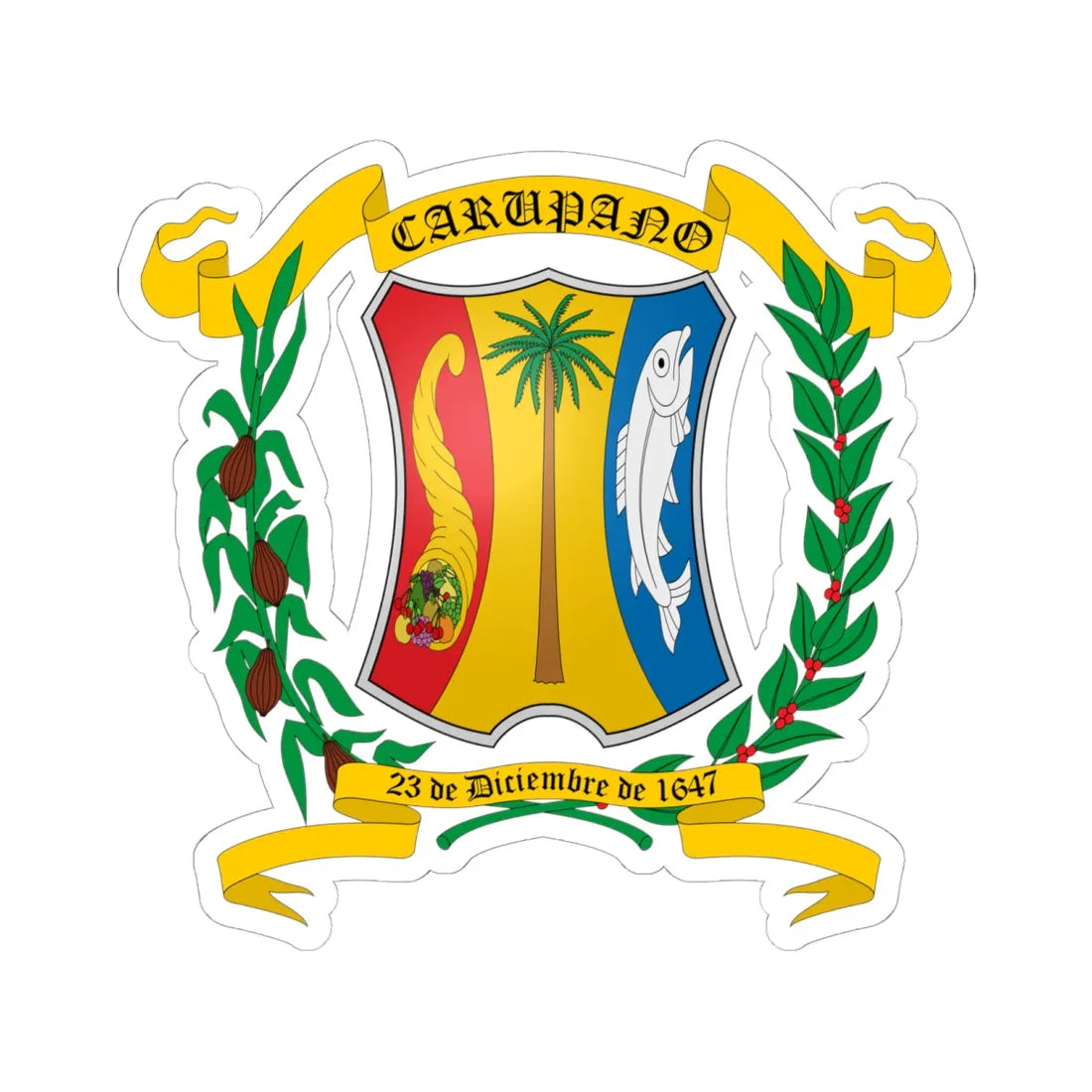 ESC-R-Bermudez (Venezuela) (Coat of Arms) STICKER Vinyl Kiss-Cut Decal 6 Inch White - The Sticker Space