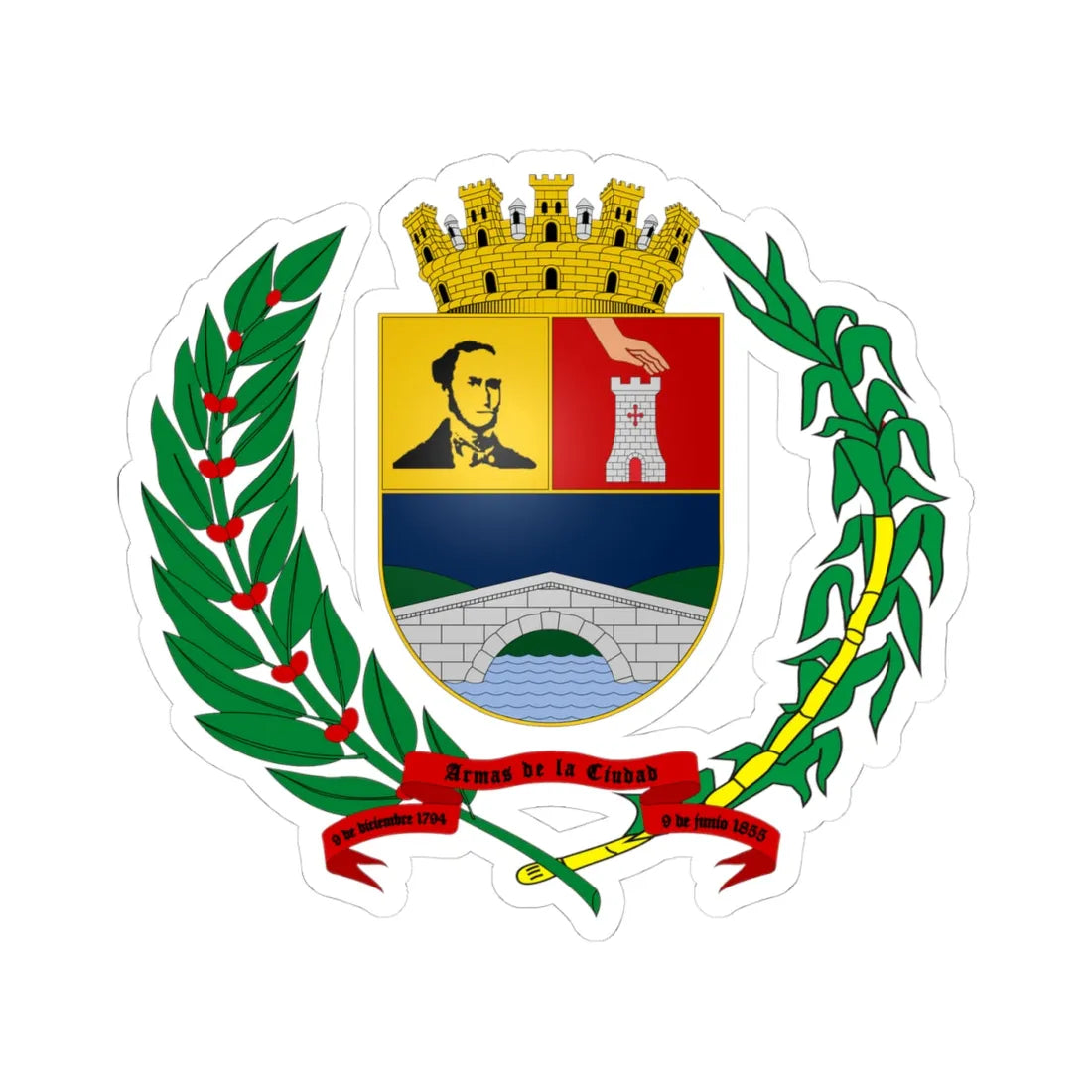 ESC-S-Junin (Venezuela) (Coat of Arms) STICKER Vinyl Kiss-Cut Decal 4 Inch White - The Sticker Space