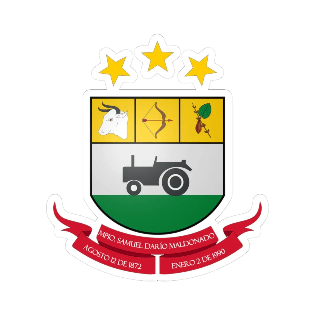 ESC-S-Samuel Dario Maldonado (Venezuela) (Coat of Arms) STICKER Vinyl Kiss-Cut Decal 3 Inch White - The Sticker Space