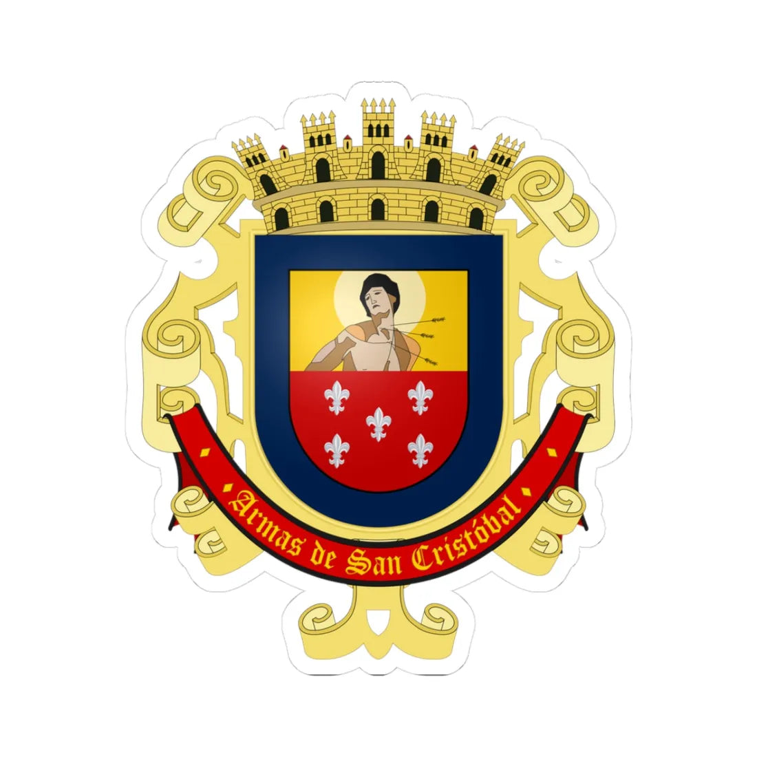 ESC-S-San Cristobal (Venezuela) (Coat of Arms) STICKER Vinyl Kiss-Cut Decal 3 Inch White - The Sticker Space