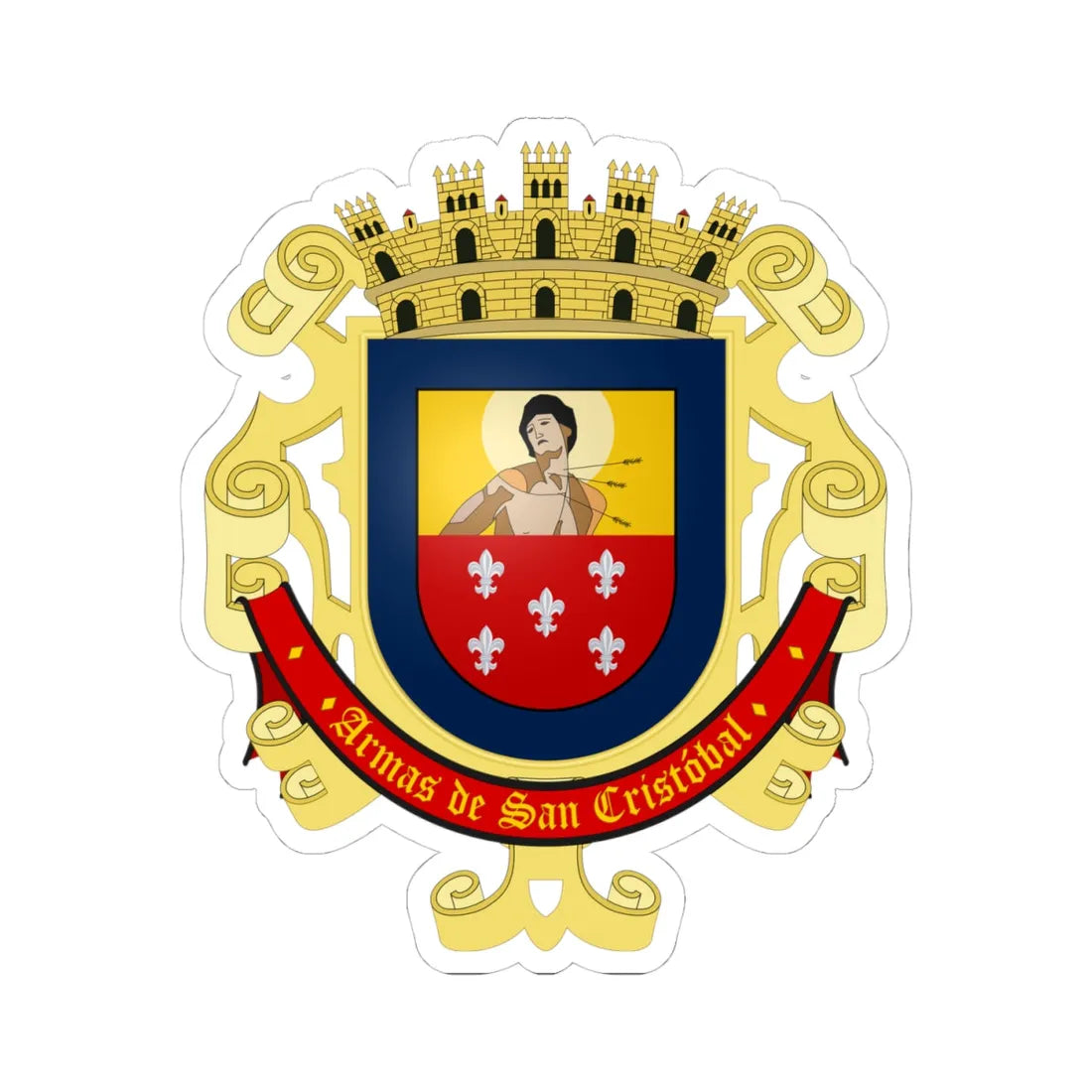 ESC-S-San Cristobal (Venezuela) (Coat of Arms) STICKER Vinyl Kiss-Cut Decal 4 Inch White - The Sticker Space