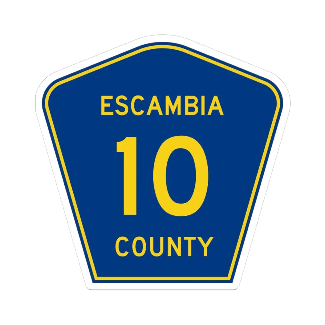 Escambia County 10 (Florida) (Road Sign) STICKER Vinyl Kiss-Cut Decal 3 Inch White - The Sticker Space