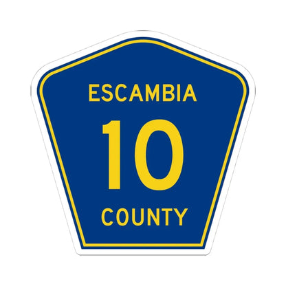Escambia County 10 (Florida) (Road Sign) STICKER Vinyl Kiss-Cut Decal 4 Inch White - The Sticker Space