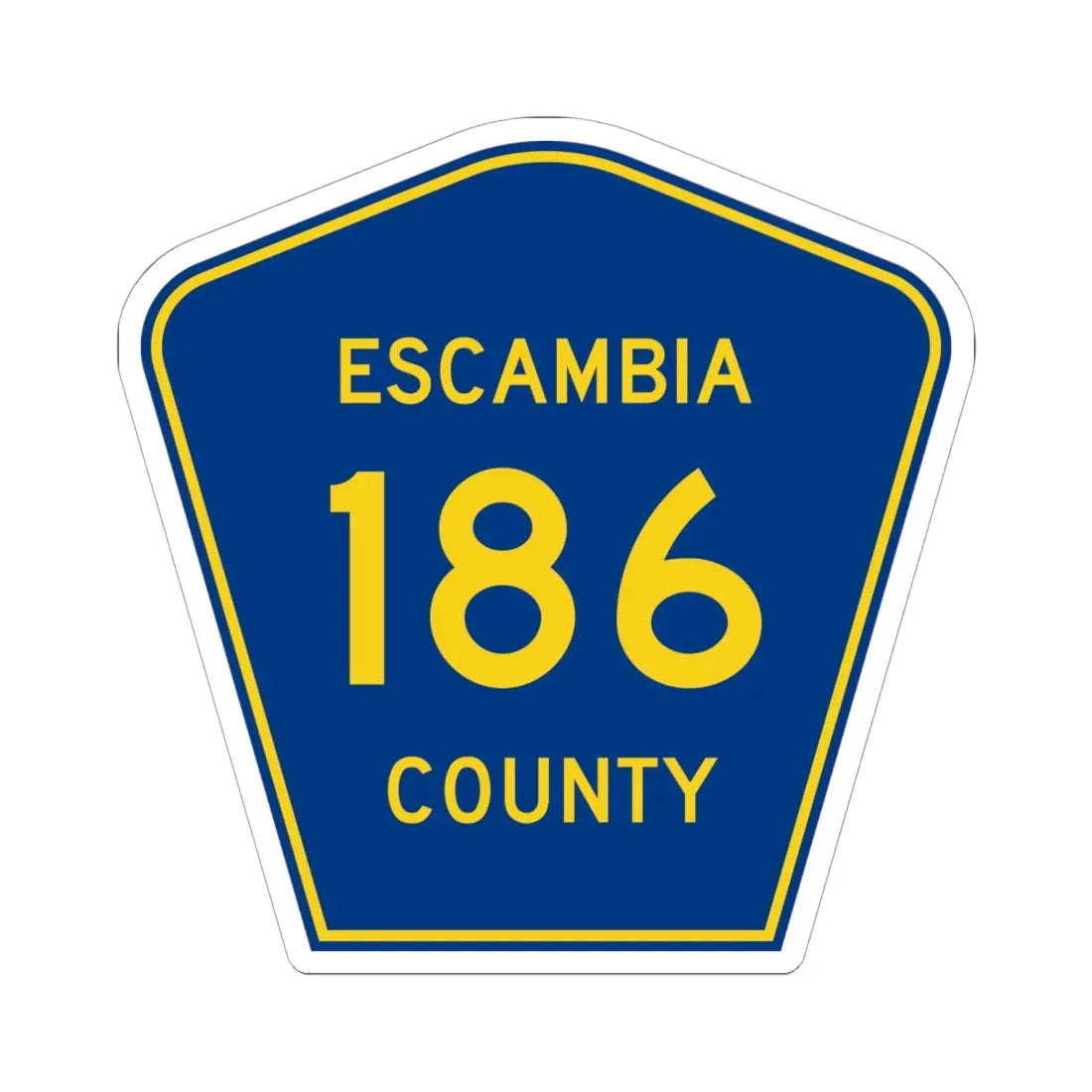 Escambia County 186 (Florida) (Road Sign) STICKER Vinyl Kiss-Cut Decal 6 Inch White - The Sticker Space