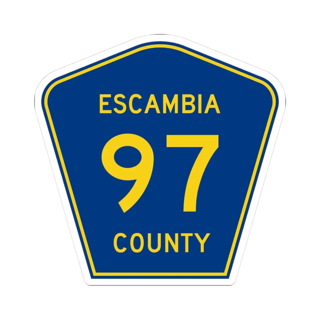 Escambia County 97 (Florida) (Road Sign) STICKER Vinyl Kiss-Cut Decal 3 Inch White - The Sticker Space