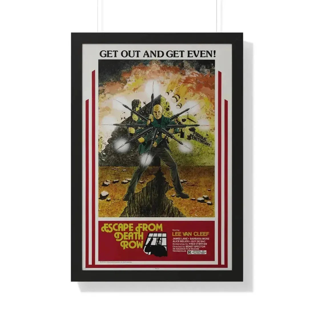 ESCAPE FROM DEATH ROW 1973 - Framed Movie Poster 20" x 30" Black - The Sticker Space